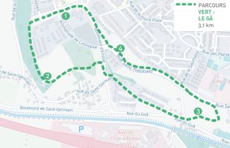Parcours patrimoniaux de L'Isle d'Abeau : carte du parcours vert.